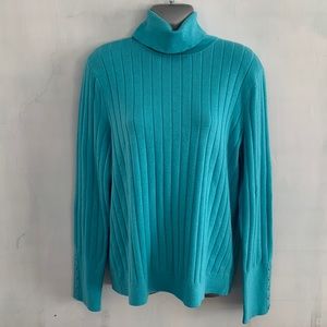 Talbots Sweater XL Turtleneck Turquoise New With Tags